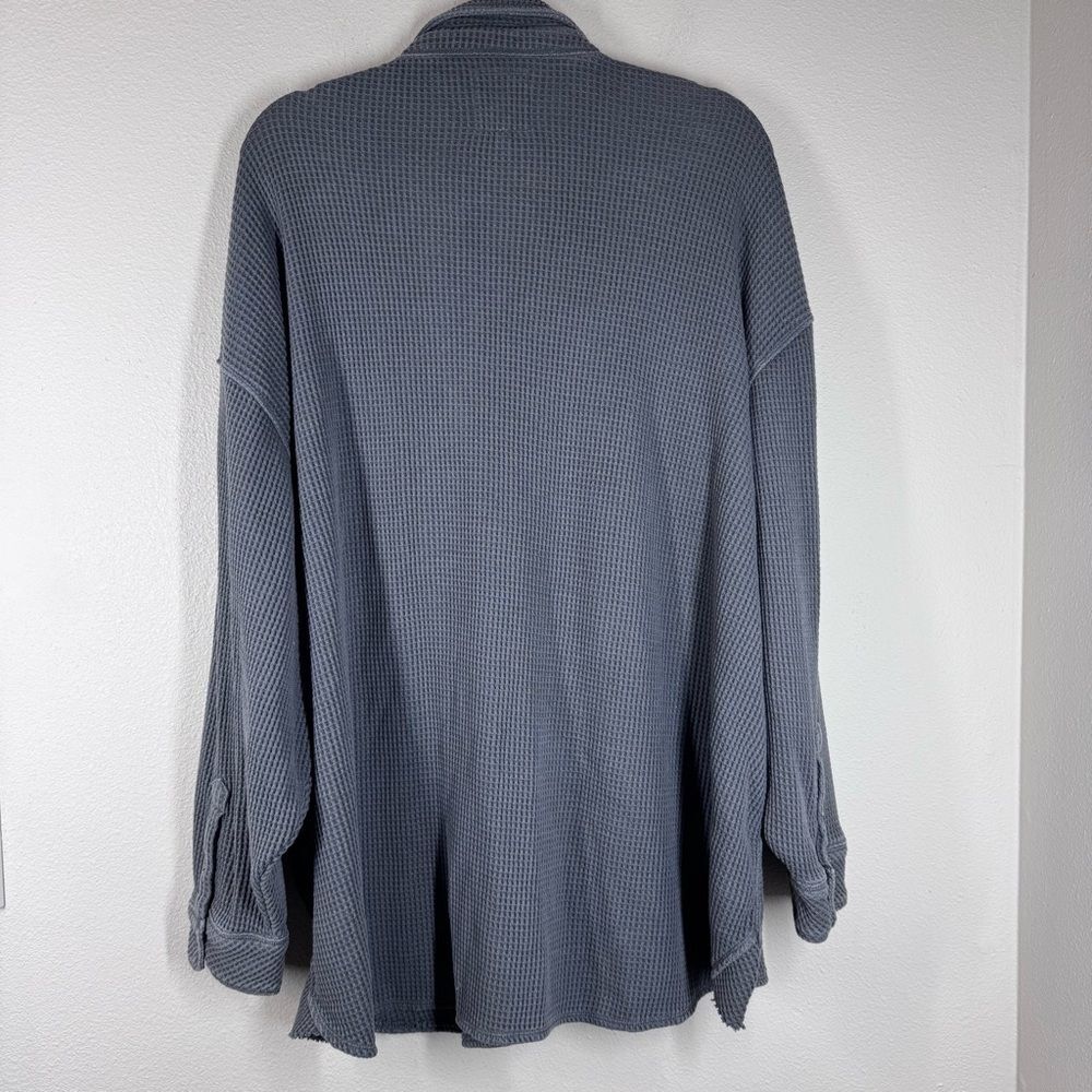 Aerie LumberJane Waffle Knit Button Front Shirt Shacket Heather Grey Size XXL - Picture 5 of 7